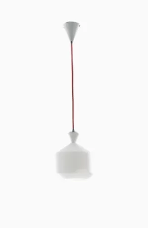 image of Sugar Glass Ceiling Dome Pendant, Opal, Red, E27