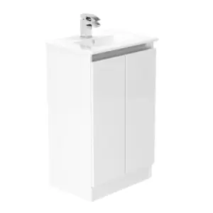 image of Newland 500mm Double Door Ceramic Basin Unit - White Gloss