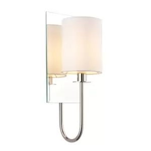 image of Pisa Shade Wall Lamp, Bright Nickel Plate, Vintage White Fabric