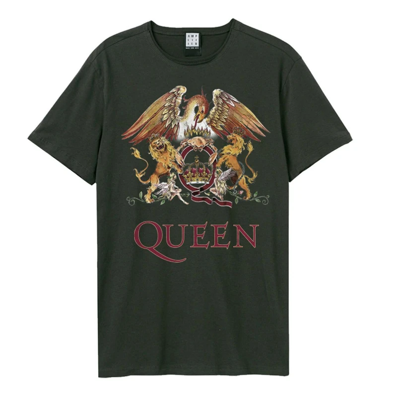 Image of Amplified Amplified Men Royal Crest Queen T-Shirt in Charcoal Size: X-Small Charcoal XS Male 5059699794351