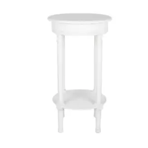 image of Caen Weathered Pine Double Shelf Round Side Table White