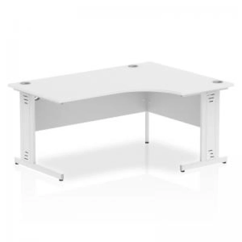 Image of Dynamic Impulse 1600mm Right Crescent Desk White Top White Cable...