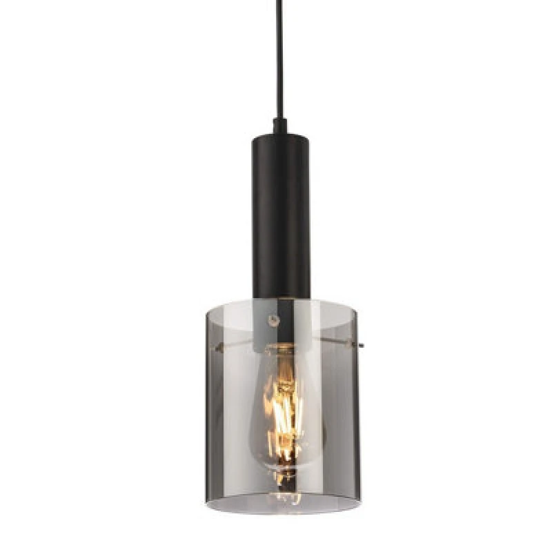 Image of Luminosa Lighting Luminosa Phase Pendant Black With Smoked Glass 1Xe27