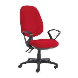 Image of Jota extra high back operator chair with fixed arms - Belize Red
