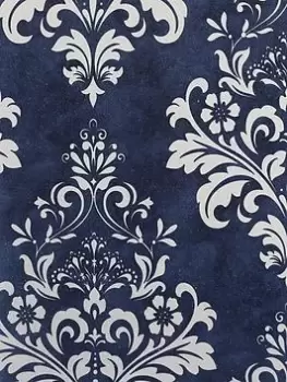 Image of Arthouse Baroque Damask Navy & Grey Wallpaper