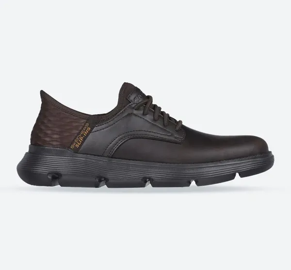 Image of Skechers Slip-ins Garza Leather Trainers Chocolate 6 UK