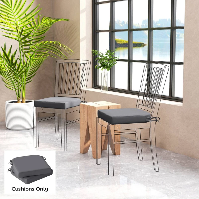 Image of OUTSUNNY Outdoor Chair Seat Cushions Set of 2, Garden Chair Cushions in Dark Grey Size: 40cm x 40cm Dark Grey Unisex 40cm x 40 cm