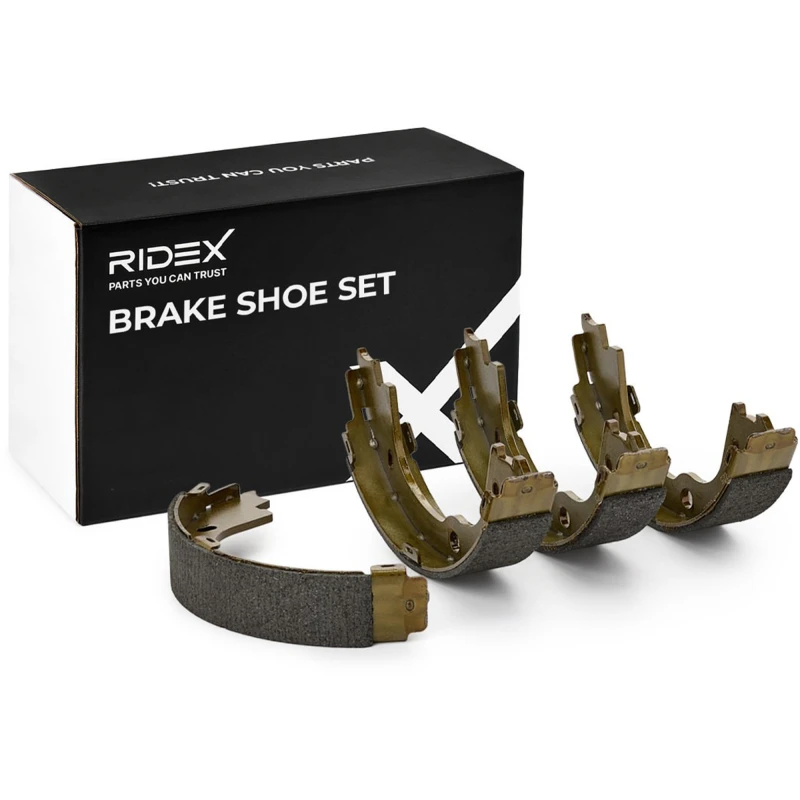 Image of RIDEX 1419B0020 Handbrake Shoes Rear Axle, without lever Brake Shoe Set,parking brake (1419)