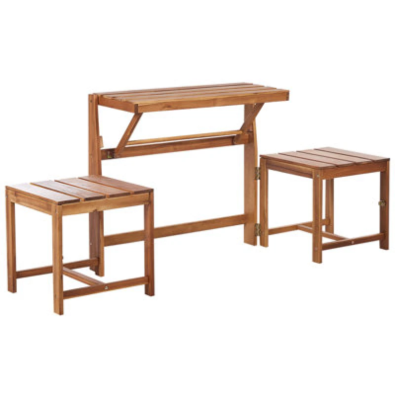 Image of Beliani Convertible Garden Bench Bistro Set Tuenno Acacia Wood Brown