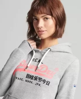 Image of Superdry Womens Vintage Logo American Classics Hoodie Grey / Athletic Grey Marl - Size: 12