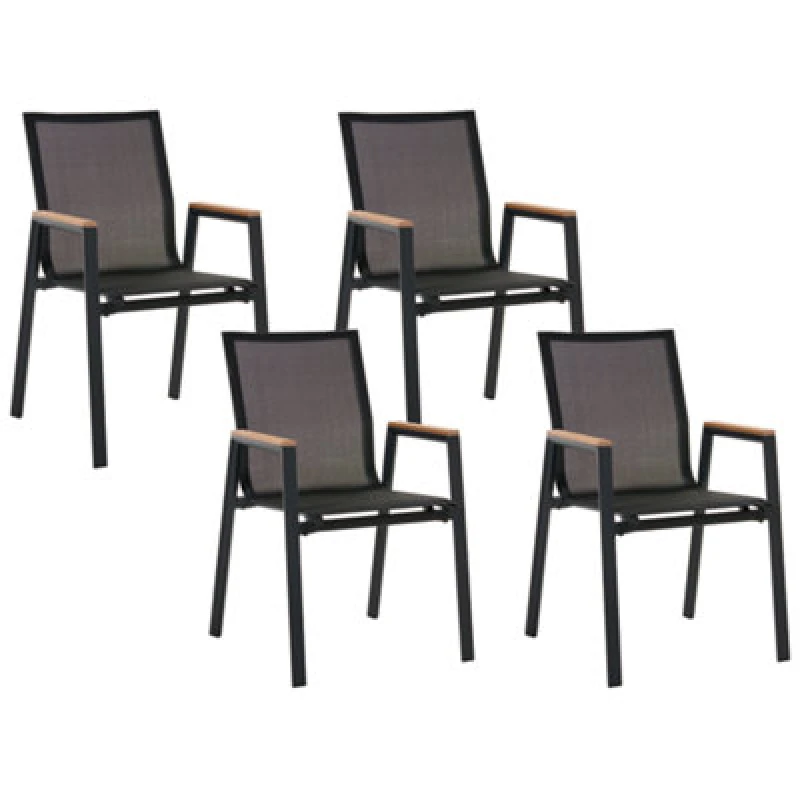 Image of Beliani Set Of 4 Garden Chairs Tiano Metal Black