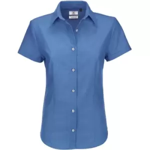 Image of B&C Ladies Oxford Short Sleeve Shirt / Ladies Shirts (6XL) (Oxford Blue)