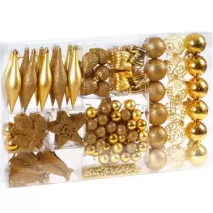 Image of Deuba - Christmas Tree Baubles 102 Pieces Set Xmas Balls Decorations Ornaments Sphere Indoor Outdoor Shiny Matt gold (de)