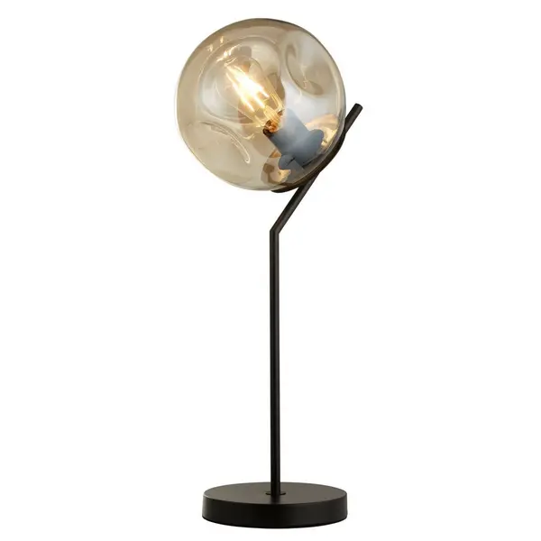 Image of Punch Table Lamp Black, Champagne Punched Glass