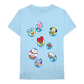 image of BT21 - Bon Voyage Unisex Large T-Shirt - Blue