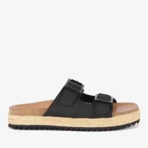 Image of Barbour Womens Pamela Leather Double Strap Sandals - Black - UK 3