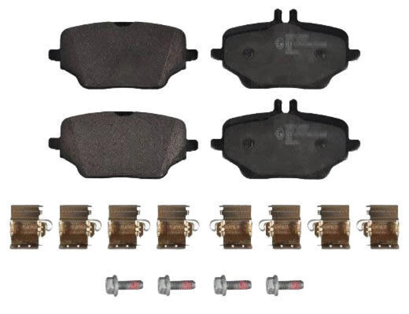 Image of Blue PRINT ADBP420065 Brake pad set Rear Axle, prepared for wear warning indicator, with fastening material Brake Pad Set,disc brake (402)