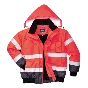 Image of Oxford Weave 300D Class 3 Hi Vis Contrast BomberJacket Red / Navy 3XL