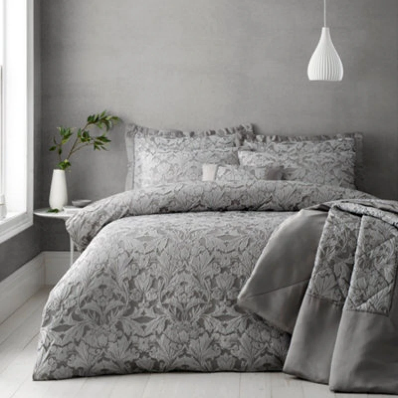 Image of Portfolio Home Blenheim Jacquard Soft Easy Care Bed Linen Bedding Duvet Cover Quilt Set With Pillow Case