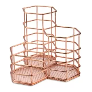 Image of Hexagonal Desk Tidy Rose Gold M&amp;W