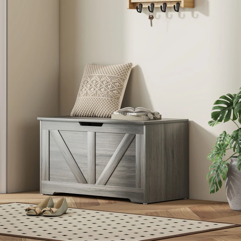 Image of HOMCOM HOMCOM Storage Trunk with 2 Safety Hinges, 80cm, Charcoal Grey in Dark Grey Dark Grey One Size Unisex 5063603050921