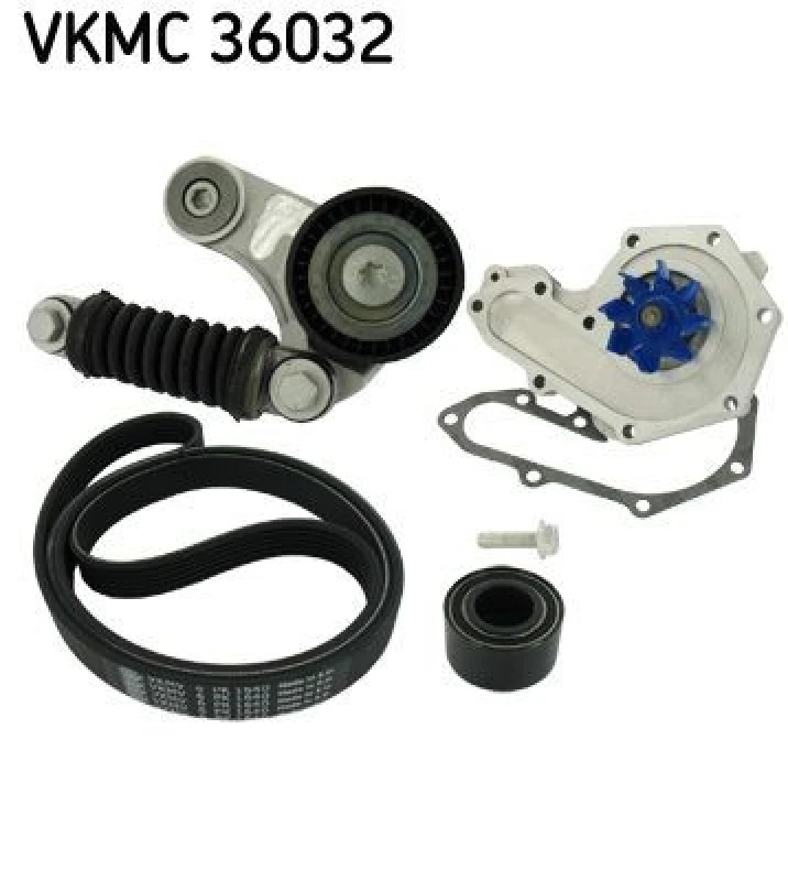 Image of SKF Water Pump + V-Ribbed Belt Kit SKF VKMC 36032