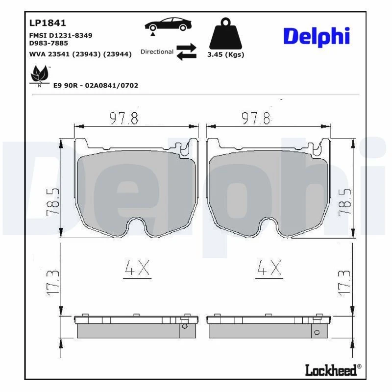 Image of DELPHI Brake pad set DELPHI LP1841