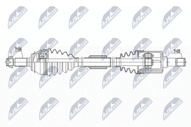 Image of NTY NPW-HD-054 Drive shaft Front Axle Left Drive Shaft (13)