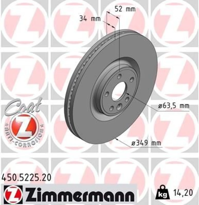 Image of ZIMMERMANN Brake disc ZIMMERMANN 450.5225.20