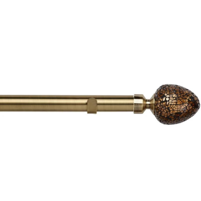 Image of New Edge Blinds 28mm Fixed Length Metal Eyelet Curtain Pole Set - Alexia Finial in Metallics Size: 170cm Metallics Unisex 170 cm