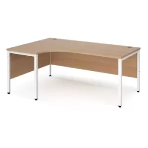 image of Office Desk Left Hand Corner Desk 1800mm Beech Top With White Frame 1200mm Depth Maestro 25 MB18ELWHB