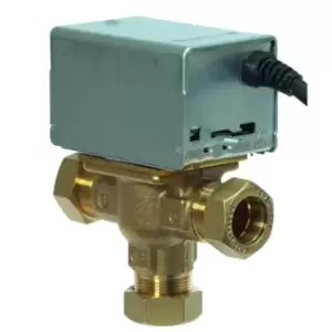 image of Honeywell Home 3 Port Motorised Mid Position Zone Plumbing Heating Valve 22mm V4073A1039/U - 833133