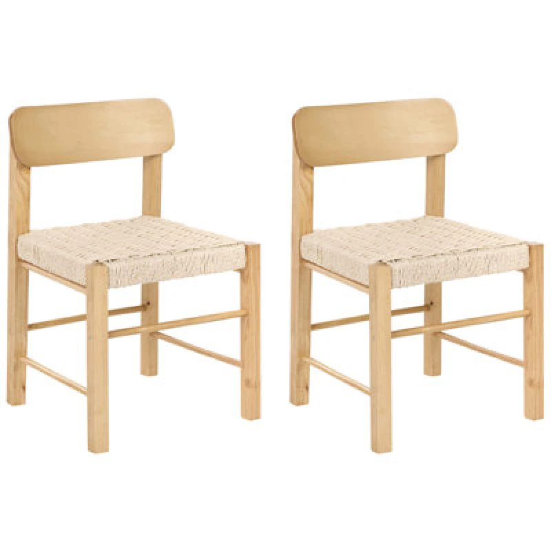 Image of Beliani Set Of 2 Dining Chairs Allos Wood Light Brown