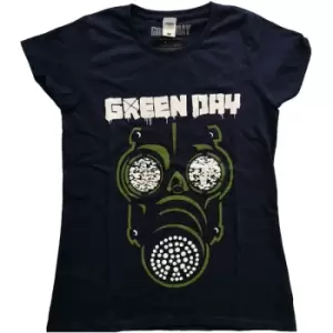 Image of Green Day - Green Mask Ladies XX-Large T-Shirt - Blue