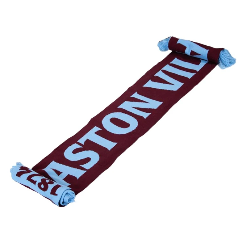 Image of Aston Villa FC Mens Nero Bar Scarf in Dark Red Dark Red Male One Size