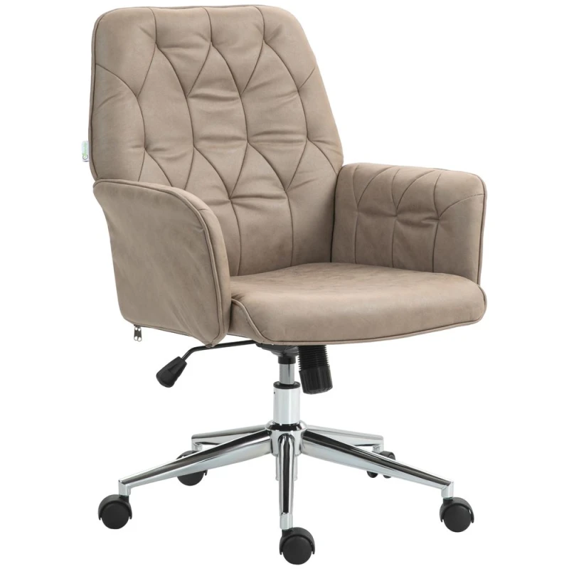 Image of Vinsetto Computer Chair W/ Armrest Modern Style Tufted Home Dining Room Khaki, Brown 921-103V71KK