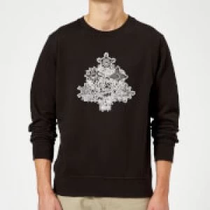 Image of Marvel Comics Marvel Shields Christmas Tree Black Christmas Sweatshirt - L - Black