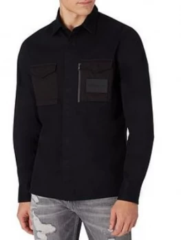 Calvin Klein Jeans Minimal Utility Shirt, Black, Size L, Men