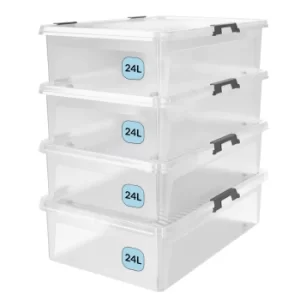 Image of 4 Pcs Storage Box with Lid Clear 60x40x17cm 24L