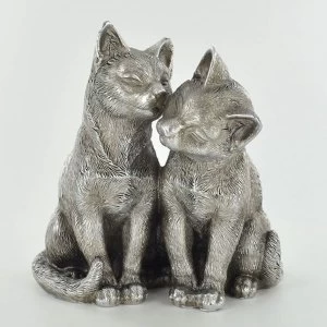 Image of Antique Silver Pair Of Cats Ornament