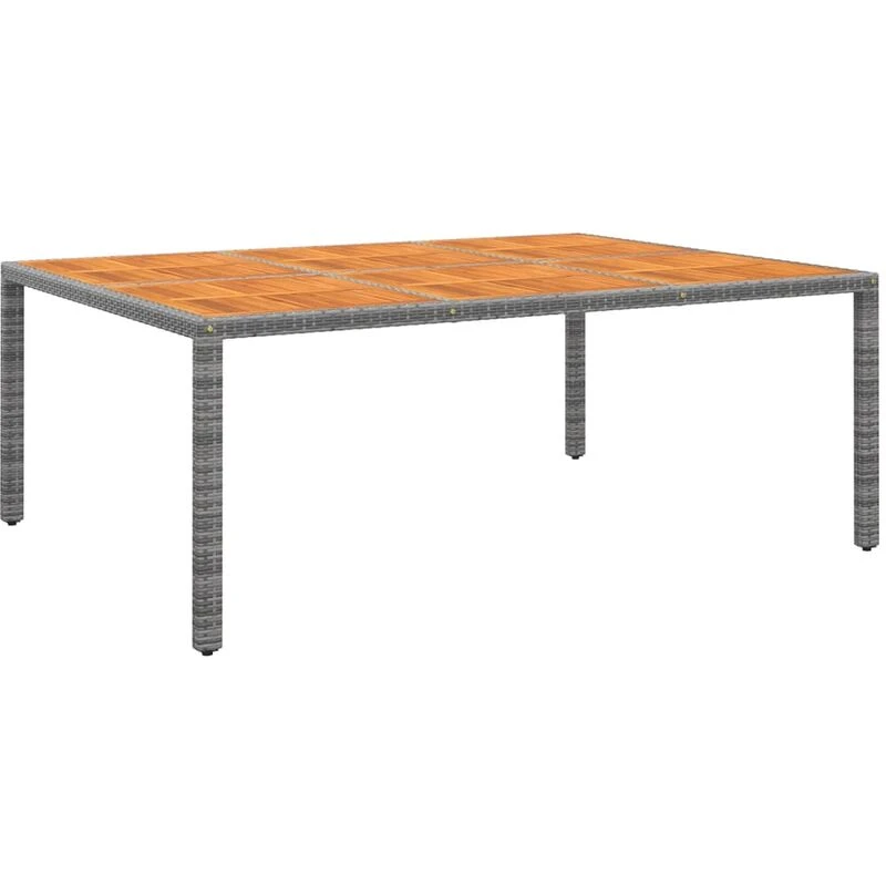 Image of vidaXL Garden Table 200x150x75cm Acacia Wood and Poly Rattan Grey 310591