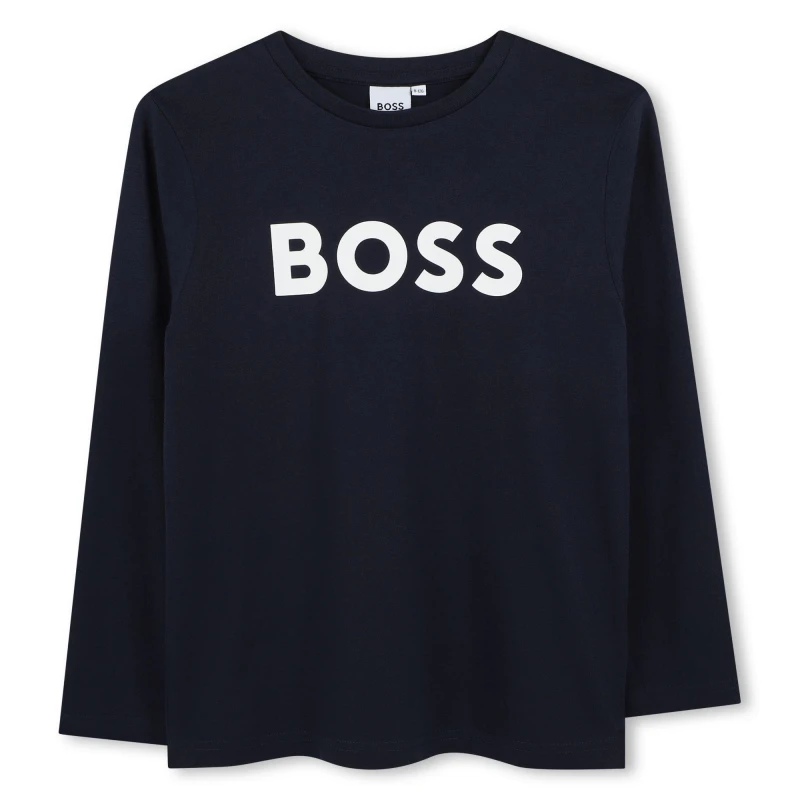 Image of Boss Boss Large Logo T-Shirt Junior Boys - Blue Blue 3 - 4 Years