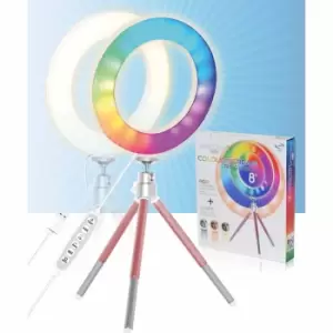 image of Mayhem LED Colour Ring Light 8" with Rose Gold Tripod, none