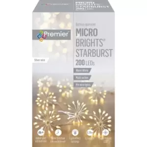 Image of Premier Decorations 200 Multi Action Starburst Stringlight W-10 Starbursts -ww LED-timer