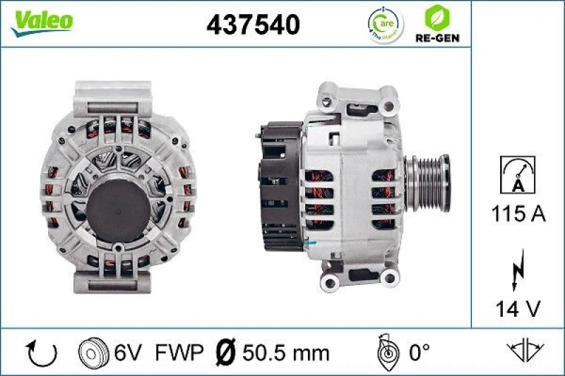 Image of VALEO 437540 Generator Alternator Charging Current: 115A, Voltage: 14V Alternator (4)
