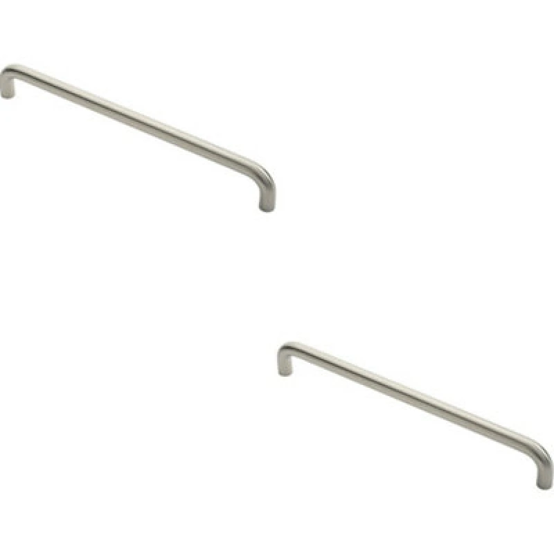 Image of Loops 2x Round D Bar Pull Handle 22mm Dia 450mm Fixing Centres Satin Stainless Steel Metallics unisex