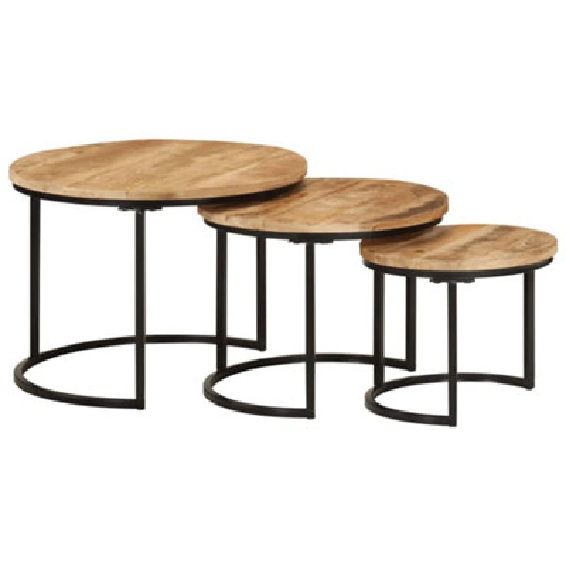 Image of VIDAXL Nesting Tables 3 pcs Solid Rough Wood Mango Vidaxl 8720845885472