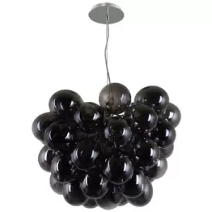 image of Italux Bento - Modern Hanging Pendant Chrome 8 Light with Smoky Shade, G9