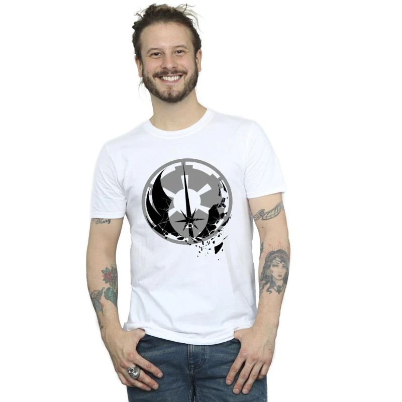 Image of Star Wars Star Wars Men Obi-Wan Kenobi Fractured Logos T-Shirt in White Size: Small White S Male 5059934440395