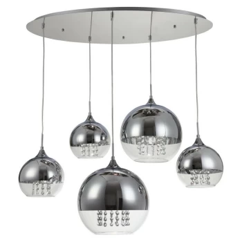 Image of Maytoni Lighting - Fermi Cluster Ceiling Pendant Lamp Nickel & Crystal, 5 Light, E27